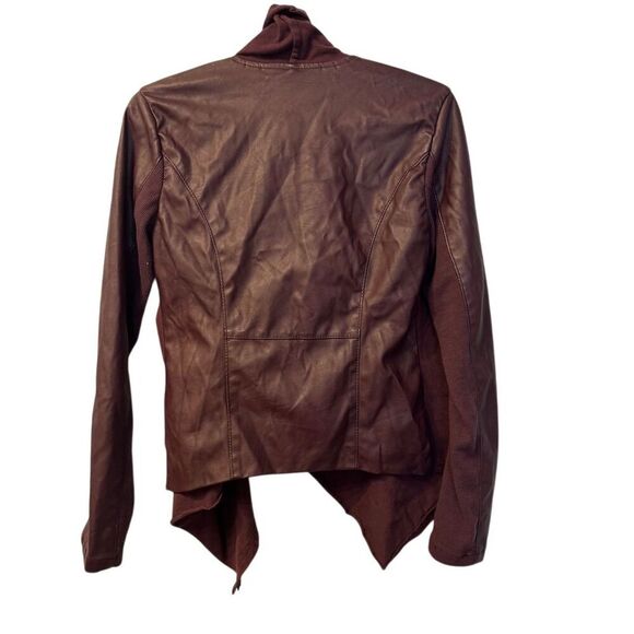 BLANKNYC Women's Burgundy Faux Leather Jacket Size S Asymmetrical Front - Picture 2 of 7